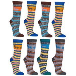 Hygge sokken | Wollen sokken met Scandinavisch dessins | 8 paar | Maat 39-42