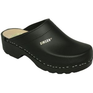 Klompen | merk Simson | houten zool | leren kap | open hiel | PU zool | maten 36-48