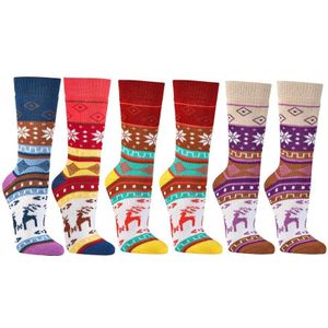 Hygge sokken | Warme sokken met Scandinavische design | 6 paar | Maat: 35-38