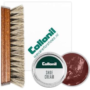 Collonil | Schoenpoets set 3-delig | Shoe cream | Poetsdoek | Borstel | Burgundy