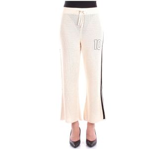 Barrow, Broeken, Dames, Beige, S, Katoen, Mesh Detail Broek