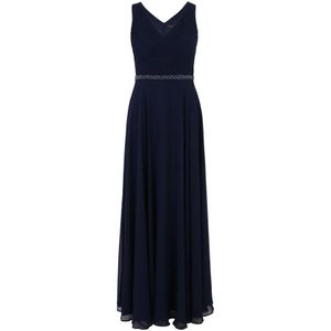 vera mont, Kleedjes, Dames, Blauw, M, Chiffon, Elegante Geplooide Avondjurk