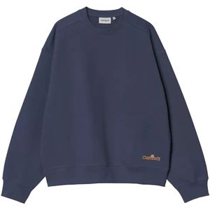 Carhartt Wip, Sweatshirts & Hoodies, Heren, Blauw, S, Katoen, Label Script Sweatshirt