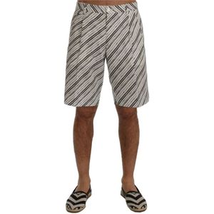 Dolce & Gabbana, Korte broeken, Heren, Wit, S, Katoen, Elegante Gestreepte Katoenen Linnen Shorts