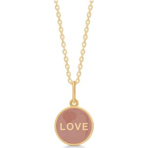 Frk. Lisberg, Accessoires, Dames, Geel, M, Love Ketting met Rosa Emaille Hanger