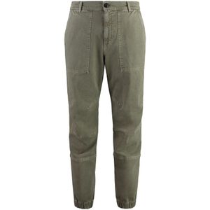 Dondup, Broeken, Heren, Groen, W31, Katoen, Cargo Broek met Elastische Enkelboorden