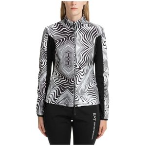 Emporio Armani Ea7, Sweatshirts & Hoodies, Dames, Wit, S, Polyester, Abstracte Multicolour Zip-Up Sweatshirt