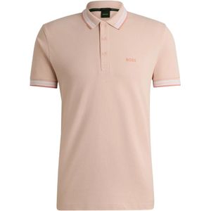 Hugo Boss, Tops, Heren, Roze, XL, Katoen, Polo shirt van katoen met contrasterende bies