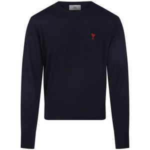 Ami Paris, Truien, Heren, Zwart, 2Xl, Wol, Lange Mouw Ronde Hals Trui