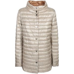 Herno, Jassen, Dames, Beige, XS, Nylon, Omkeerbare A-lijn Donsjack Kamel Chanti