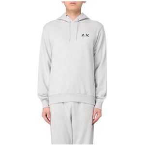 Sun68, Sweatshirts & Hoodies, Heren, Grijs, 2Xl, Katoen, Grijze Gebreide Hoodie Heren Sweater