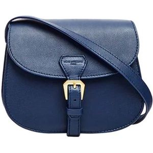 Ines De La Fressange Paris, Tassen, Dames, Blauw, ONE Size, Katoen, Marineblauwe Leren Baby Flâneur Tas