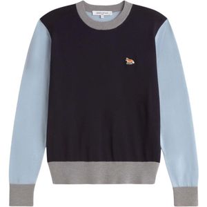 Maison Kitsuné, Truien, Dames, Veelkleurig, S, Wol, Color Block Baby Fox Trui