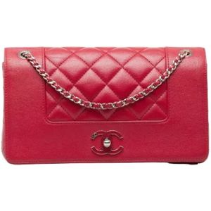 Chanel Vintage, Pre-owned, Dames, Rood, ONE Size, Leer, Pre-owned Leather crossbody-bags