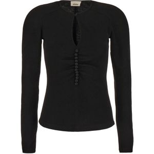 Isabel Marant, Tops, Dames, Zwart, XS, Blouse met Lange Mouwen en Rechte Zoom
