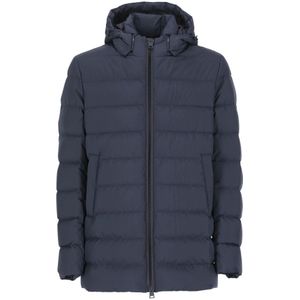 Herno, Jassen, Heren, Blauw, L, Blauwe gewatteerde donsjas met capuchon