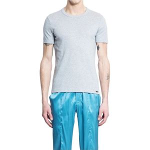 Tom Ford, Tops, Heren, Wit, S, Katoen, Ronde Hals Logo T-Shirt