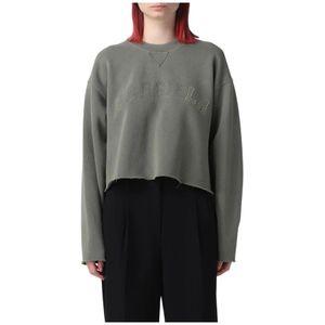 Maison Margiela, Sweatshirts & Hoodies, Dames, Groen, S, Groene relaxte sweatshirt