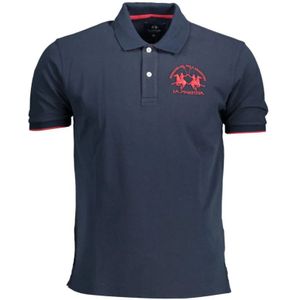 La Martina, Tops, Heren, Blauw, L, Katoen, Elegante Blauwe Polo Shirt