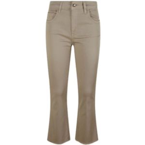 Fay, Broeken, Dames, Beige, W32, Leer, Groene Skinny Broek met Getailleerde Plooi