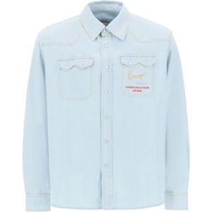 Kenzo, Overhemden, Heren, Blauw, XL, Katoen, Overhemd met Knoopsluiting
