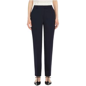 Max Mara Studio, Broeken, Dames, Blauw, S, Slim Jersey Broek Milano Stijl