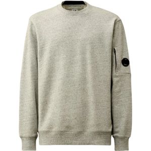 C.p. Company, Sweatshirts & Hoodies, Heren, Grijs, M, Katoen, Lens Detail Sweatshirt in Greystone Melange