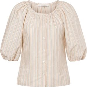 Philosophy di Lorenzo Serafini, Blouses & Shirts, Dames, Beige, XS, Katoen, Gestreepte blouse met knopen
