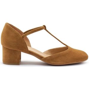 Frau, Schoenen, Dames, Bruin, 36 EU, Suède, Suede T-bar Pump Schoen