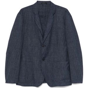Giorgio Armani, Jassen, Heren, Blauw, L, Blauwe Knoopjas met Zakken