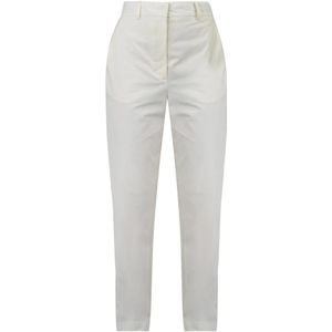 Niu, Broeken, Dames, Beige, S, Katoen, Enkellange katoenen broek met elastische taille