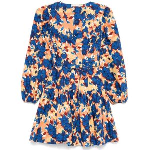 Ulla Johnson, Kleedjes, Dames, Veelkleurig, S, Koningsblauwe Multi Kleur Jurk Elastische Manchetten