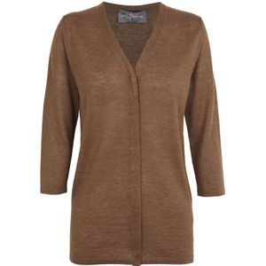 Cortana, Truien, Dames, Beige, S, Linnen, Alon, linnen en zijden vest kaneel