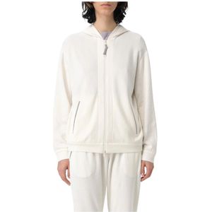 Brunello Cucinelli, Sweatshirts & Hoodies, Dames, Beige, S, Kasjmier, Luxe Zip Up Hoodie