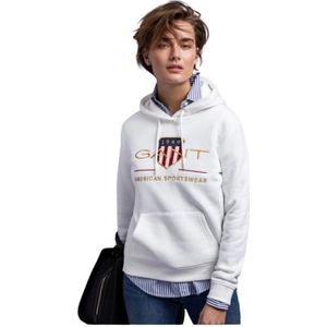 Gant, Sweatshirts & Hoodies, Dames, Wit, XL, Katoen, Golden Effect Hooded Sweatshirt