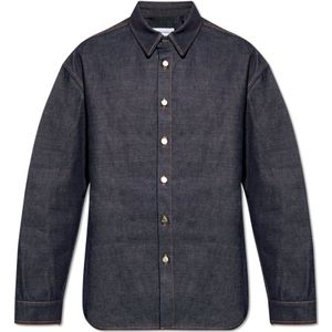 Salvatore Ferragamo, Overhemden, Heren, Blauw, 2Xl, Denim, Denim overhemd met lange mouwen
