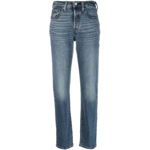 Levi's, Jeans, Dames, Blauw, W29 L28, Katoen, Stand Off 501 Original Cropped Jeans
