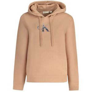 Calvin Klein, Sweatshirts & Hoodies, Dames, Beige, M, Katoen, Roze Katoenen Dames Sweater Hoodie