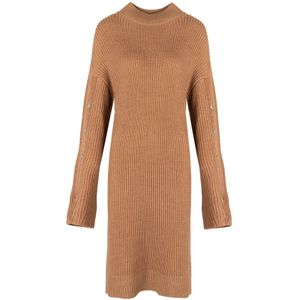 Liu Jo, Kleedjes, Dames, Bruin, M, Wol, Elegante Midi Jurk