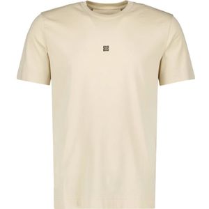 Givenchy, Tops, Heren, Beige, L, Katoen, Geborduurd 4G Logo Biologisch Katoenen T-shirt