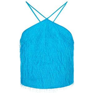 Iceberg, Tops, Dames, Blauw, M, Kobalt regular fit fluff viscose top
