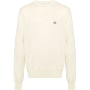 Vivienne Westwood, Truien, Heren, Beige, M, Katoen, Roomwit Gebreide Trui