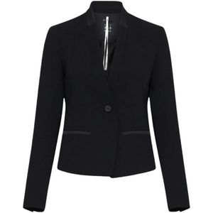 Marella, Jassen, Dames, Zwart, XS, Polyester, Zwarte Crêpe Blazer Miranda