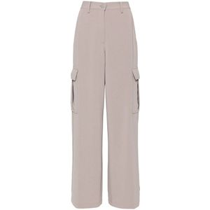 Theory, Broeken, Dames, Grijs, L, Taupe Bruine Wide Leg Cargo Broek