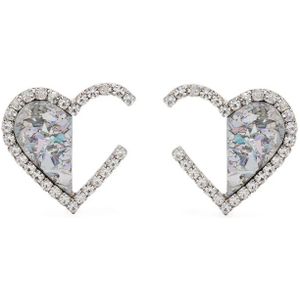 L'Alingi, Accessoires, Dames, Grijs, ONE Size, Kristalversierde zilverkleurige oorbellen