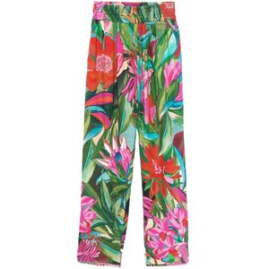 Farm Rio, Broeken, Dames, Veelkleurig, L, Groene Elastische Trekkoord Tailleband