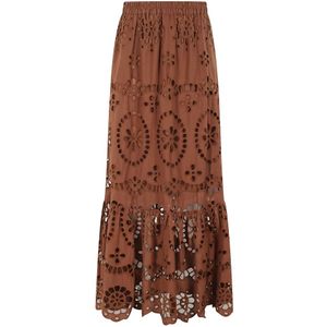 MC2 Saint Barth, Rokken, Dames, Bruin, S, Katoen, Bruine Kant Maxi Rok