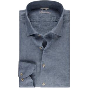 Stenströms, Overhemden, Heren, Blauw, 2Xl, Linnen, Slanke Marine Linnen Overhemd