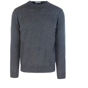 Paolo Pecora, Sweatshirts & Hoodies, Heren, Grijs, XL, Wol, Regular Fit Crew Neck Sweater