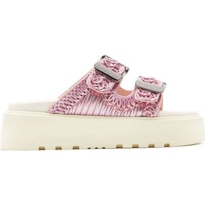 Casadei, Schoenen, Dames, Roze, 40 1/2 EU, Geborduurde Ale Slippers